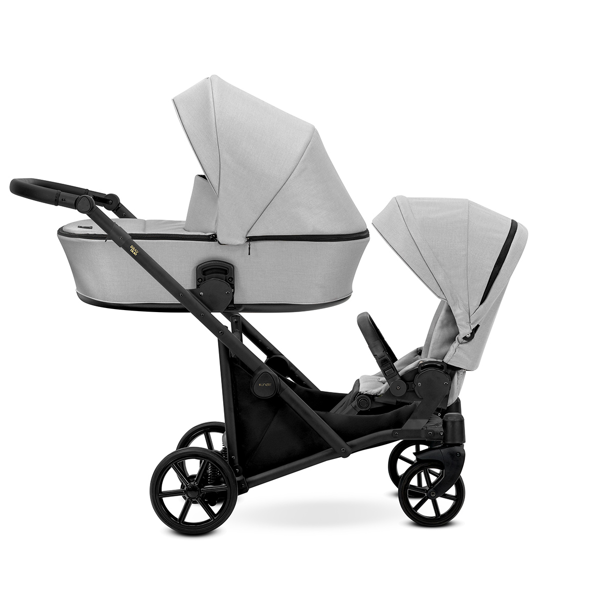 Brav Duo 3in1 Pram For Twins Frame color Black Car seat Cosmo Upholstery BD 13 Cappucino Eco